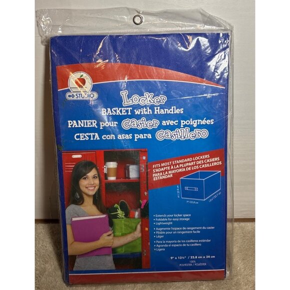 School Locker Basket With Handles 9" X 13.5" X 100% Polyester Foldable Organizer - Picture 1 of 3
